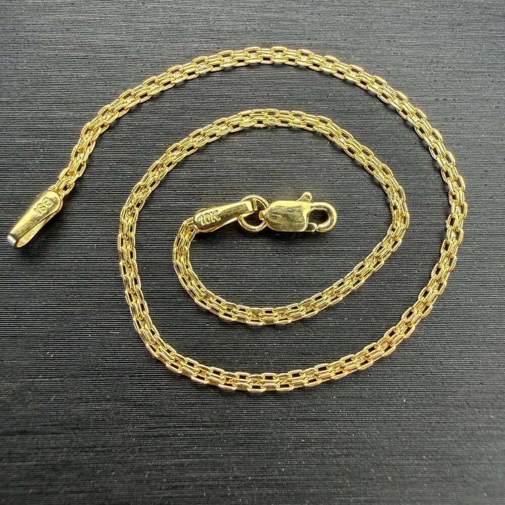 Solid 10k Italian Yellow Gold Bizmark Bracelet 7.5" Long 2mm Wide